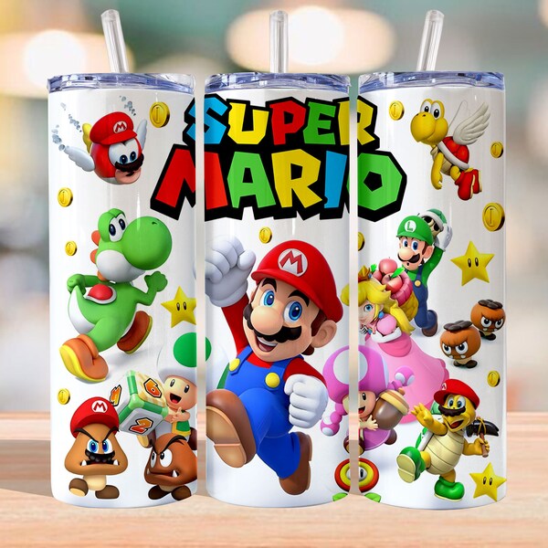 Inflated Cartoon Tumbler PNG, Super Mario Tumbler, Inflated Kids Game Tumbler, Funny Movie Sublimation Wraps, Cartoon Tumbler Wrap Png