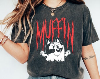Bluyye Muffin Metal T-Shirt, Muffin Emotions Shirt, Muffin Shirt, Muffin Birthday Bluyye Cartoon, Muffin Heeler
