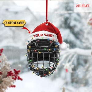 Custom Hockey Mask Christmas Ornament, Hockey Ornament, Hockey Dad Gift, Goalie Holiday Decoration, Hockey Player Xmas Tree Ornament