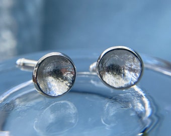 Icy Textured Solid Silver Cufflinks