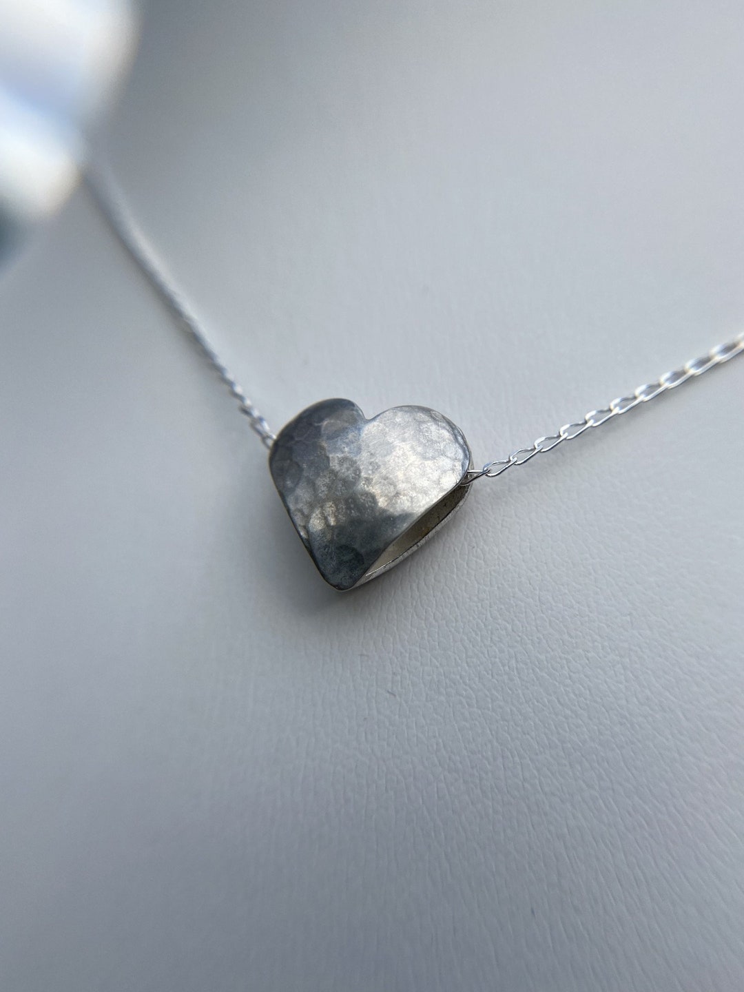 Double Heart Silver Pendant Necklace - Etsy