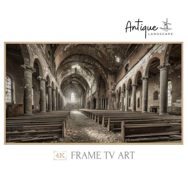 Samsung TV Frame Art I Abandoned Church | Artwork I TV Art  | Vintage Ruins I Nostalgia Landscape I TV129
