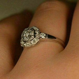 3.20 Ct Round Cut Diamond Antique Halo Art Deco Engagement Ring 14k White Gold Over vintage ring image 2