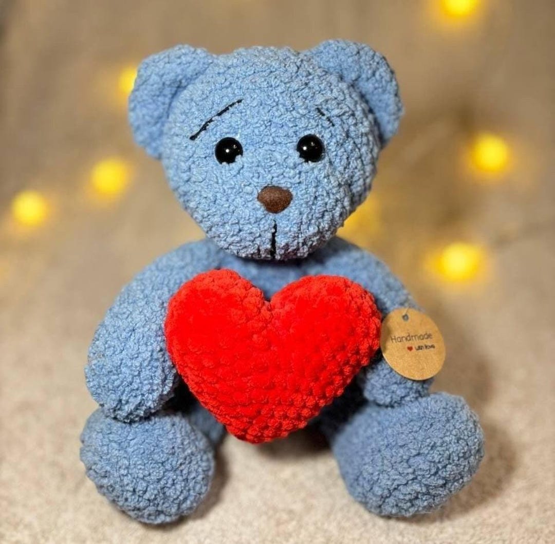 Medium Skin Tone Teddy Bear with Red Cap & Embroidered Love Heart - 20 Inch