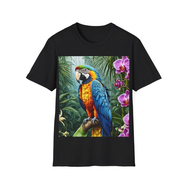 Colorful Amazon Macaw Tee Shirt - Exotic Bird Lover's Fashion Unisex Softstyle T-Shirt