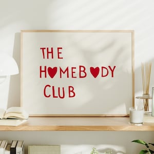 The Homebody Club Heart Poster Minimalist Cute Quote Art, Aesthetic Wall Decor, Digital Print for Trendy Home Gift zdjęcie 1