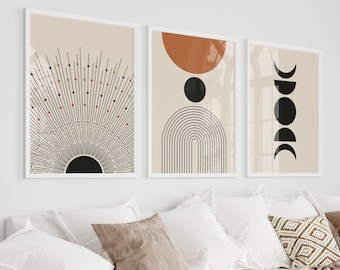 Boho Wall Art Set of 3 Prints, Printable Wall Art, Instant Download