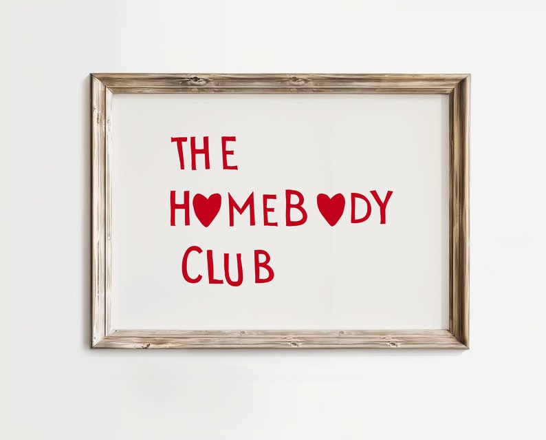 The Homebody Club Heart Poster Minimalist Cute Quote Art, Aesthetic Wall Decor, Digital Print for Trendy Home Gift zdjęcie 2