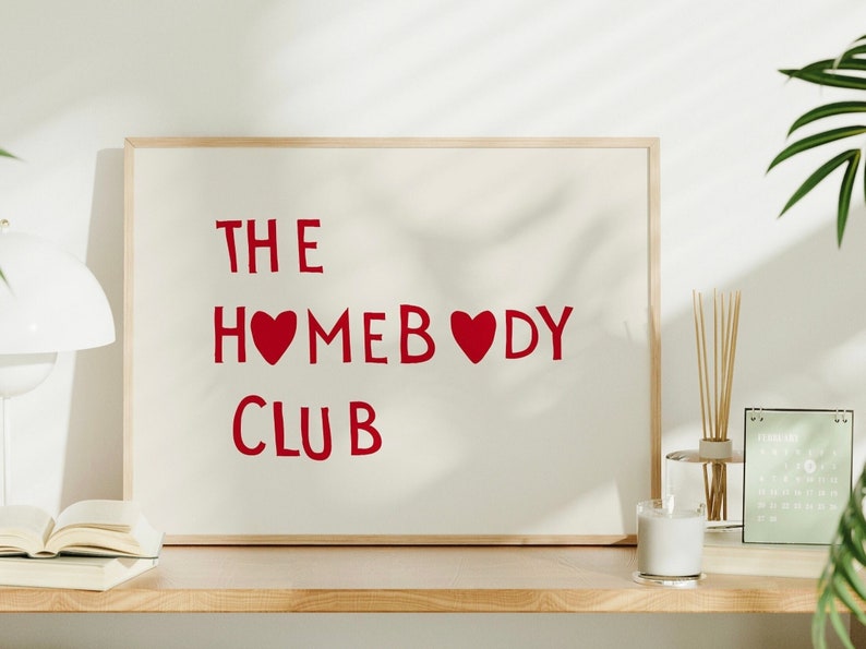 The Homebody Club Heart Poster Minimalist Cute Quote Art, Aesthetic Wall Decor, Digital Print for Trendy Home Gift zdjęcie 4