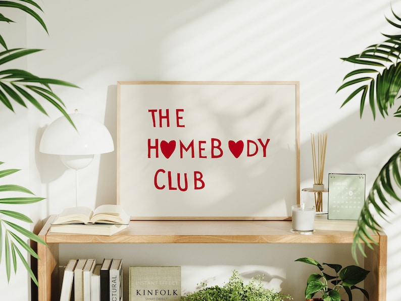 The Homebody Club Heart Poster Minimalist Cute Quote Art, Aesthetic Wall Decor, Digital Print for Trendy Home Gift zdjęcie 1