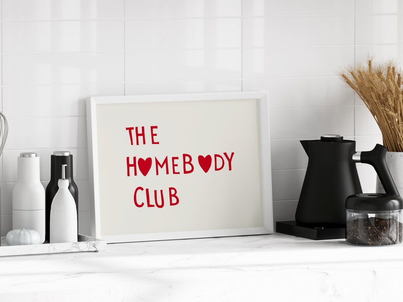 The Homebody Club Heart Poster Minimalist Cute Quote Art, Aesthetic Wall Decor, Digital Print for Trendy Home Gift zdjęcie 3