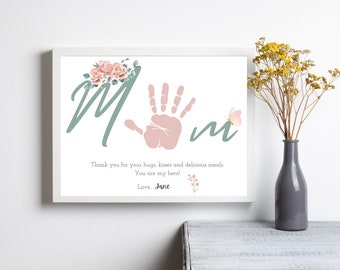 Mothers Day Handprint Art Printable Mothers Day Card from Kid Craft Activity for Mom Personalised Printable Card with Handprint