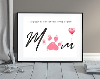 Dog Mom Printable Card for Mothers Day DIY Gift Paw Print Art for Fur Mom Printable for Pet Lover Mothers Day Card for Dog Mom Cute Card