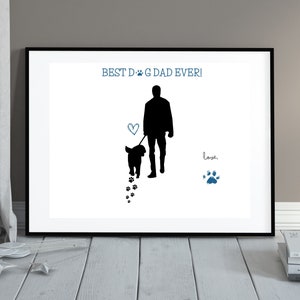 Hond papa afdrukbare kaart voor vaderdag DIY cadeau Paw Print kunst voor bont papa afdrukbare voor huisdier minnaar vaders dag kaart voor hond papa leuke kaart