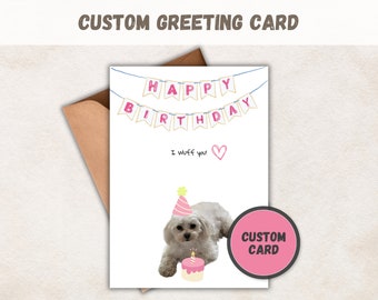 Custom Dog Birthday Card - Personalized Pet Photo Collage, Cute Gift for Dog Owner, Editable Happy Birthday Greeting Card