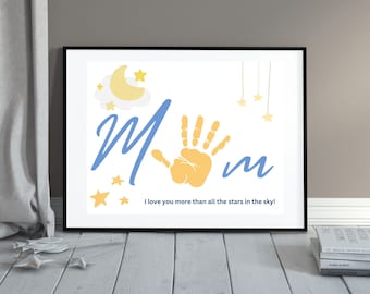 Mothers Day Handprint Art Printable Mothers Day Card from Kid Craft Activity for Mom Personalised Printable Card with Handprint