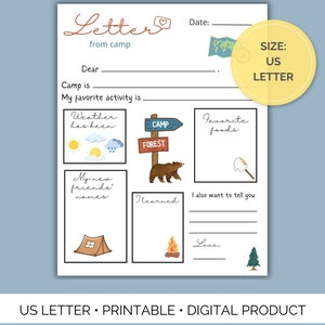 Our Letter from Camp template is perfect for both stationary camps and summer camp at home.