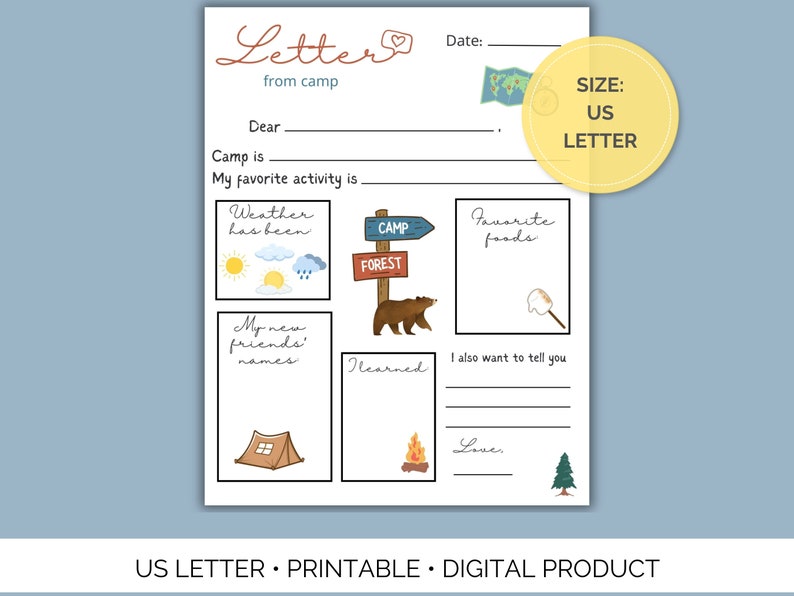 Our Letter from Camp template is perfect for both stationary camps and summer camp at home.