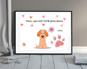 Dog Mom Mother's Day Gift Paw Print Art Activity Gift from Fur Baby Personalized Dog Mom Paw Print Art Cute Gift from Fur Baby