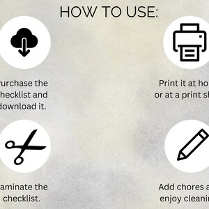 How to use the product: Purchase the file, print it, laminate it and add chores. Enjoy cleaning.