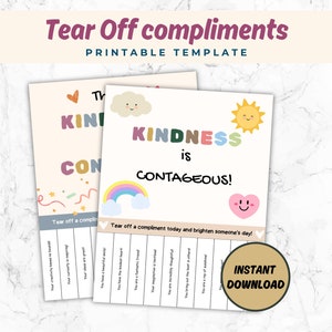 Tear Off Compliment Printable Flyer: Kindness Card, Random Act of Kindness, Encouragement Note for Teacher Classroom Resources for Counselor