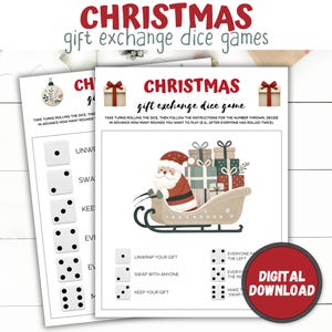 Christmas Dice Game Printable, Christmas Gift Exchange, Christmas Icebreaker, Fun Christmas Games, Gift Swap Game, Family Reunion Games