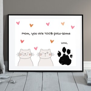 Carte de fête des mères, maman chat, cadeau chat mignon d'un animal de compagnie, carte imprimable pour mamans chat, impression de patte, oeuvre d'art pour mamans fourrure, fête des mères, amoureux des animaux de compagnie
