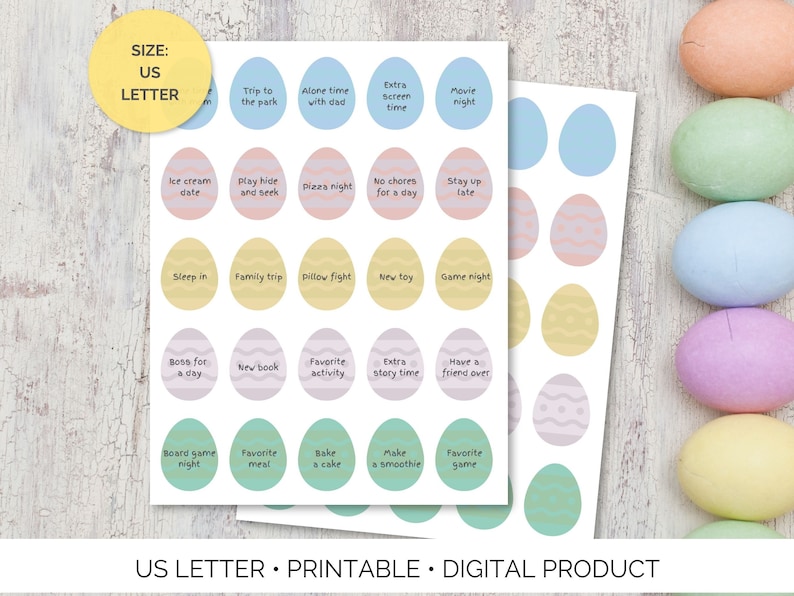 Printable Egg Tokens, Easter Egg Coupons for Kids, Easter Coupon ...
