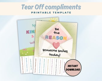 Tear Off Flyer Compliments Printable Kindness Card Random Acts of Kindness Encouragement Notes for Teacher Classroom Resources for Counselor