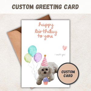 Benutzerdefinierte Hunde-Geburtstags-Fotokarte - personalisierte Fotocollage-Grußkarte, niedliches Geschenk für Hundebesitzer, bearbeitbare alles Gute zum Geburtstagkarte