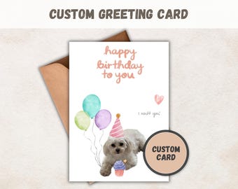 Custom Dog Birthday Photo Card - Personalized Photo Collage Greeting Card, Cute Gift for Dog Owner, Editable Happy Birthday Card