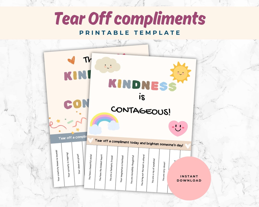 Printable Tear off Compliments, Printable Kindness Cards, Random Acts ...