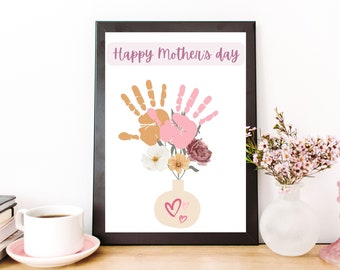 Mother&#39;s Day Handprint Bouquet Art: Kid Craft Card (Digital Download)