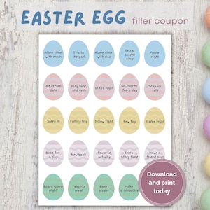 Printable Easter Egg Coupons: Activity Tokens for Kids (PDF)