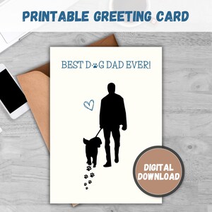 Vaderdag Hond Papa Kaart Afdrukbaar Cadeau Paw Print Kunst voor Bont Papa, Afdrukbare Kaart voor Dierenliefhebber, Vaderdagkaart voor Hond Papa Leuke Kaart