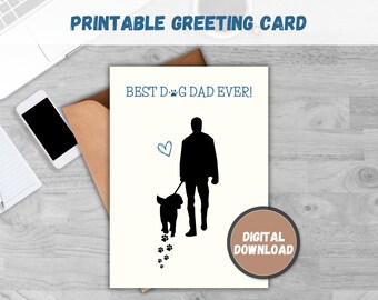 Dog Dad Father&#39;s Day Card: Paw Print Art Printable (PDF)
