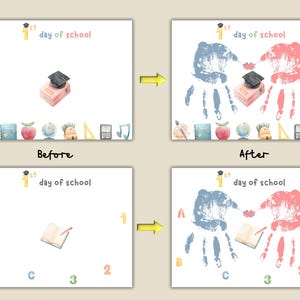 Back to School Handprint Art Bundle, First Day of School Handprint ...