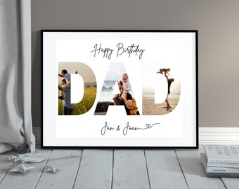 Custom Dad Photo Collage - Personalized Father&#39;s Day Gift Idea, Daddy Birthday Present, Unique Father&#39;s Day Photo Gift