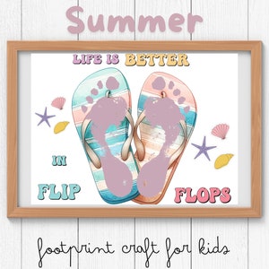 Summer Fun Kids Craft: Flip Flop Footprint Art for Toddlers, Hello Summer Activity & Baby Keepsake