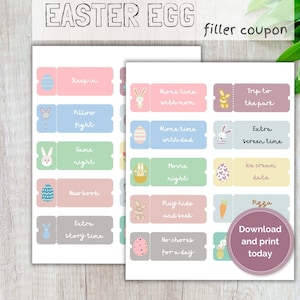 Easter Egg Filler Coupons: Kids Activity Tokens (Digital Download)