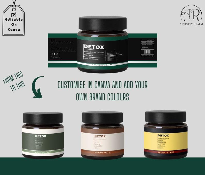 Cosmetic Label Template, Custom Jar Labels, Skincare Products Branding ...