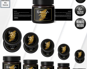 Cosmetic Label Template, Custom Jar Labels, Skincare Products Branding, Body Butter Labels Download, Editable DIY Brand Labels