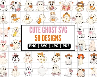 Cute Ghost svg Bundle, Halloween svg, Retro Halloween svg, Ghost Reading, Ghost svg Bundle, Cat Ghost svg, Dog Ghost svg, Spooky Season svg