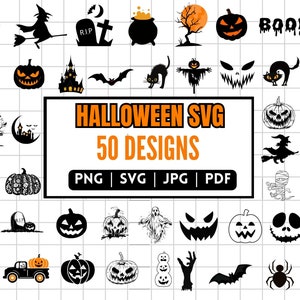 Halloween SVG Bundle, Spooky Halloween Designs, Halloween Cut Files For Cricut, Halloween Clipart, Halloween Png Bundle, Cute Halloween