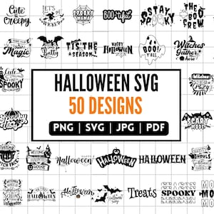 Halloween SVG Bundle, Spooky Halloween Designs, Halloween Cut Files For Cricut, Halloween Clipart, Halloween Png Bundle, Cute Halloween