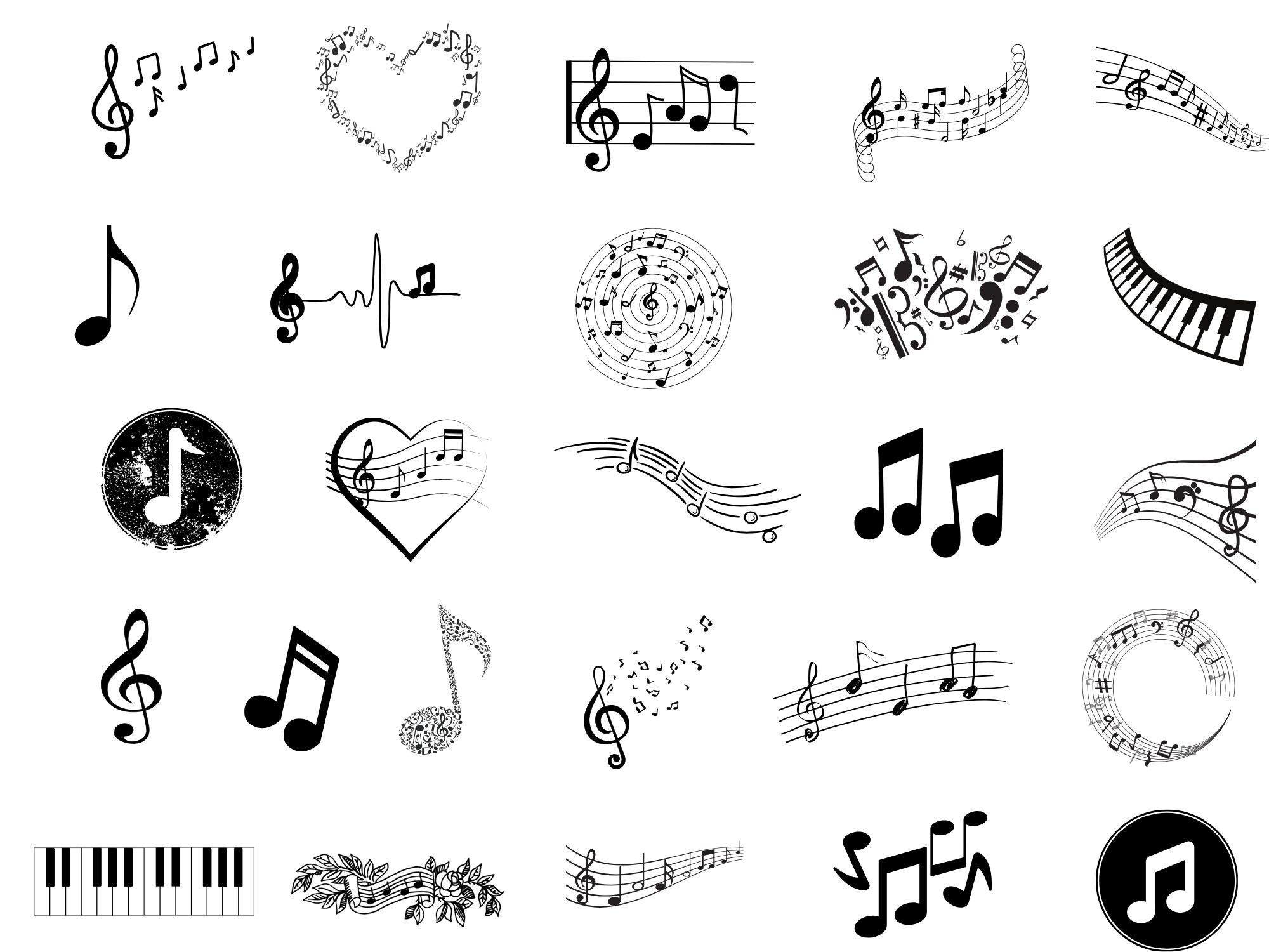 Musical Notes SVG Bundle, Music Notes Cut Files, Notes Monograms ...