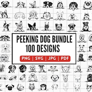 Peeking Dog SVG Bundle, Smiling Dog Face Laser Cut Files, Different Dog Breed SVGs, Dog Monograms for Cricut, Silhoutte, Illustrator