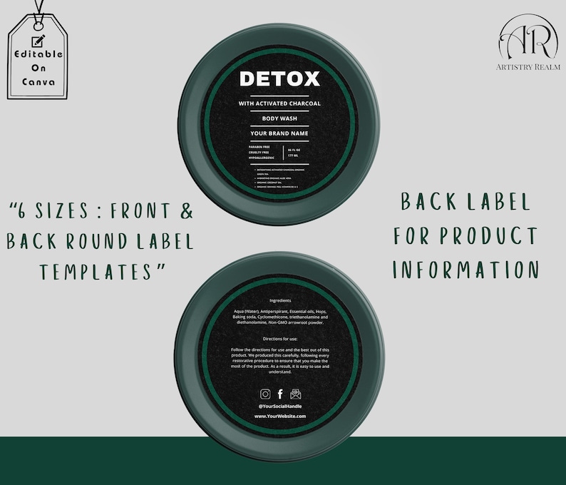 Cosmetic Label Template, Custom Jar Labels, Skincare Products Branding ...