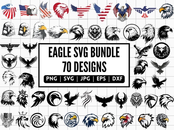 70 Eagles SVG Bundle, Eagle PNG Files, Eagle Cliparts, American Flag Eagle Designs, Bald Eagle SVG, Eagle Cut files Cricut, Cameo, Silhoutte