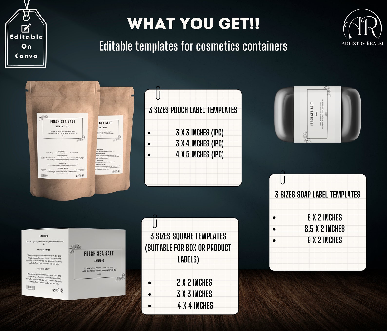 40 Cosmetic Label Template, Custom Jar and Bottle Labels, Skincare ...